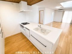 キッチンはフルフラット型お洒落なキッチン
